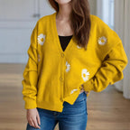 Damen Strickjacke mit floralen Applikationen R&B