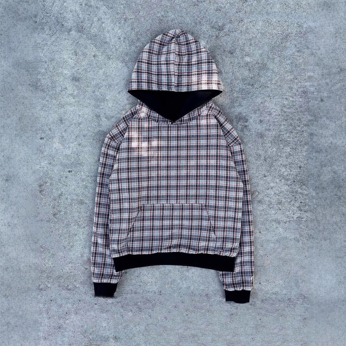 Damen Kapuzenpullover mit modernem Karo-Futter R&B
