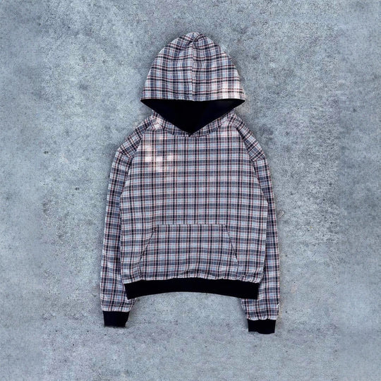 Damen Kapuzenpullover mit modernem Karo-Futter R&B