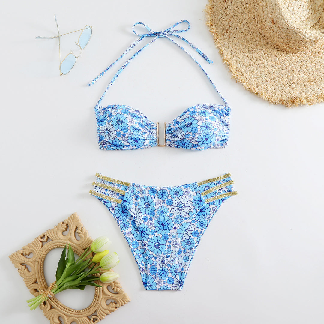 Damen Bikini-Set mit modischen Rüschen und verstellbaren Trägern R&B