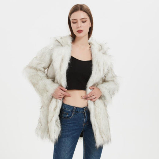 Damen Coole und lässige Kunstpelzjacke R&B