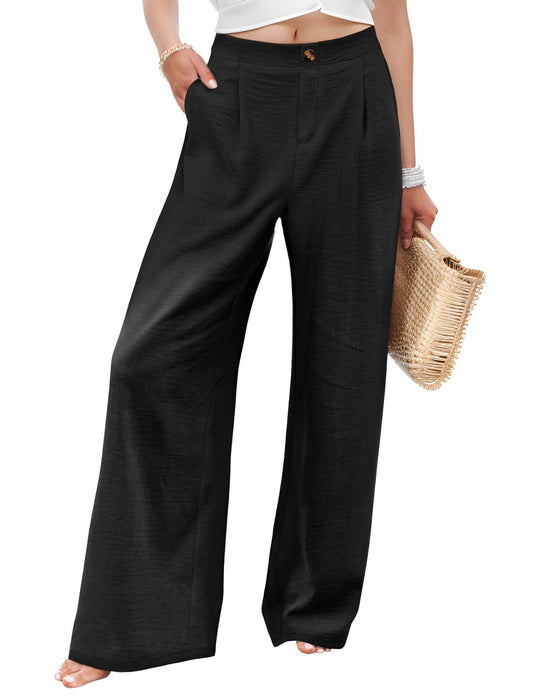 Damen elegante weite Sommerhose mit Bundfalten R&B