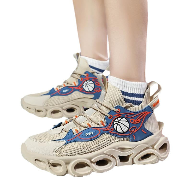 Damen Basketball Sneakers mit atmungsaktiver Mesh-Oberfläche und einzigartigem Sohlenprofil R&B