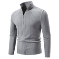 Herren stylische Strickjacke mit hohem Stehkragen und modischem Reißverschluss R&B