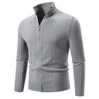 Herren stylische Strickjacke mit hohem Stehkragen und modischem Reißverschluss R&B