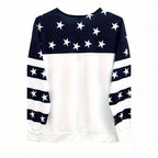 Damen lässiger Sweatshirt mit Sternen-Design und Flaggenmotiv R&B
