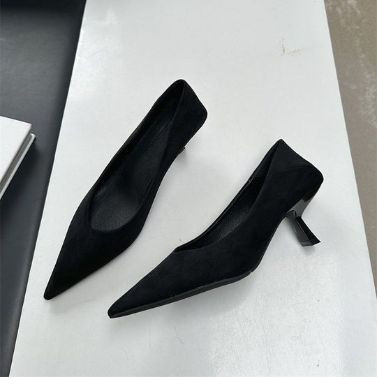 Damen elegante spitze Pumps aus weichem Veloursleder R&B