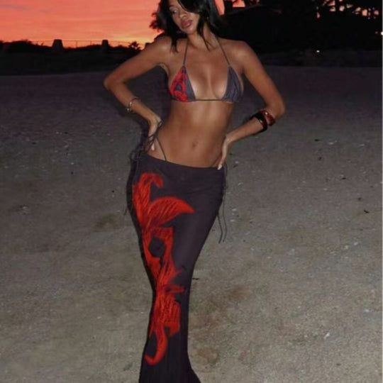 Damen Bikiniset mit elegantem Wickelrock und floralem Design R&B