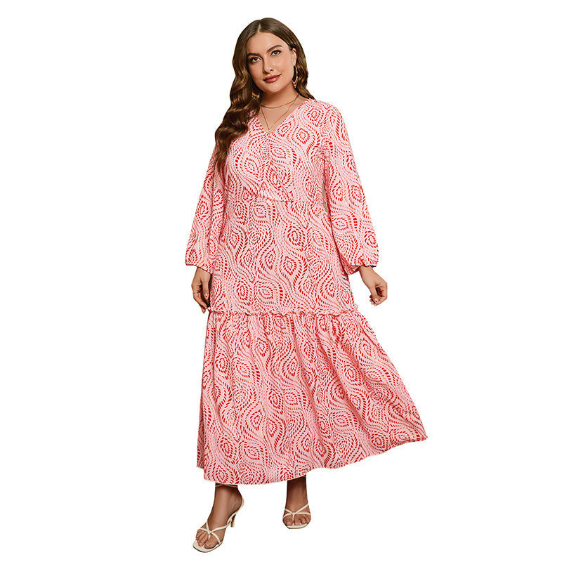 Damen luftiges Maxikleid mit V-Ausschnitt und taillierter Passform R&B