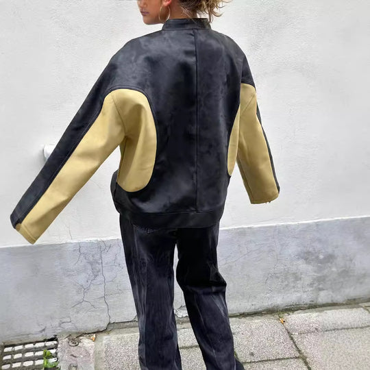 Damen stilvolle Kunstlederjacke R&B