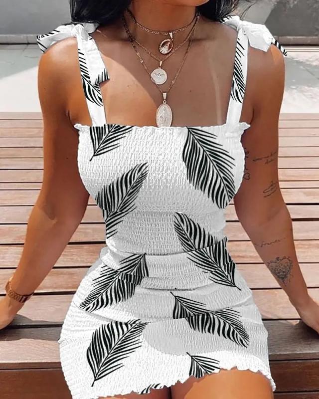 Damen Kurzkleid mit Blumenmuster und Spitzenträgern R&B