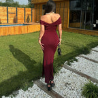 Damen Elegantes schulterfreies Maxikleid mit figurbetonender Silhouette R&B