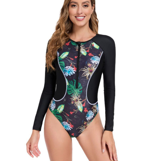 Damen Sportlicher Schwimmanzug mit floralem Design R&B