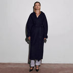 Damen Eleganter, taillierter Wollmantel mit Gürtel R&B