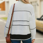 Damen modischer Strickpullover mit strukturiertem Kragen und Knopfdetails R&B