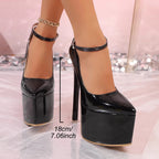 Damen Plateau High Heel Pumps mit verstellbarem Knöchelriemen R&B