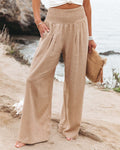 Damen Weit geschnittene Sommerhose mit elastischem Bund und Zusammenzieh-Details R&B