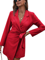 Damen Wickelkleid mit tailliertem Schnitt und breitem Kragen R&B