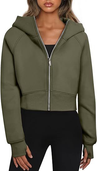 Damen cropped Kapuzenjacke mit durchgehendem Reißverschluss R&B