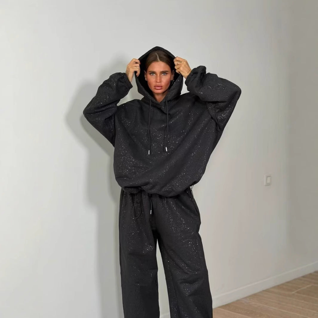 Damen Urbaner Oversized Sweatanzug mit glitzernden Akzenten R&B