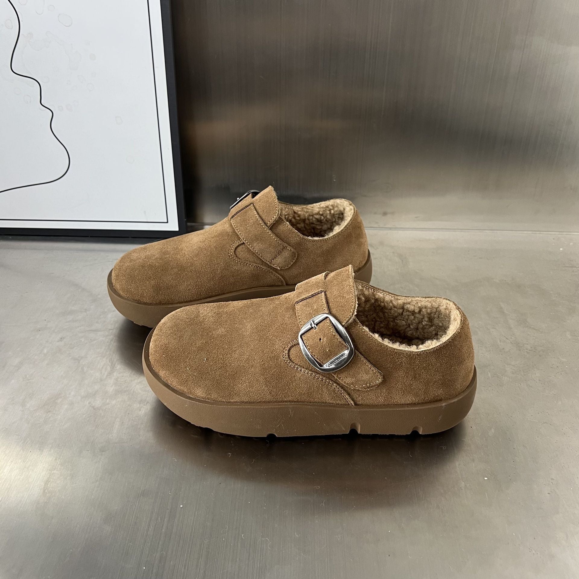 Damen Gemütliche Clogs mit weichem Futter und modischem Schnallenverschluss R&B