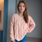 Damen Grobstrickpullover mit modernem Zopfdesign und lässigem Schnitt R&B