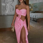 Damen Borten Maxikleid mit asymmetrischem Saum R&B