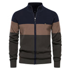 Herren Strickjacke mit modischem Farbblockdesign und hochwertigem Reißverschluss