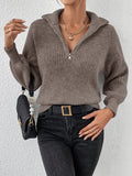 Damen modischer Pullover mit hochgeschlossenem Kragen und Reißverschluss R&B