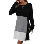 Damen Strickkleid im modernen Farbblockdesign R&B
