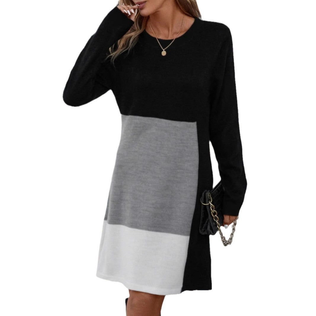 Damen Strickkleid im modernen Farbblockdesign R&B
