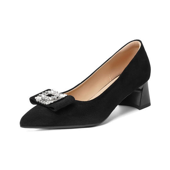 Damen elegante Pumps mit luxuriösem Schmuckdetail und komfortablem Blockabsatz R&B