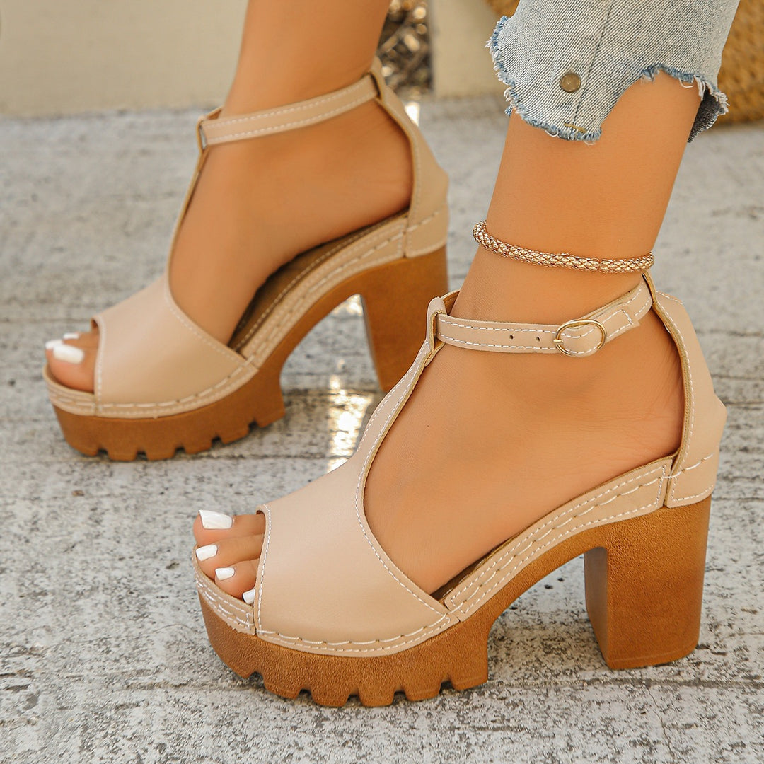 Damen Trendige und komfortable Plateau-Sandalen mit offener Zehenpartie R&B