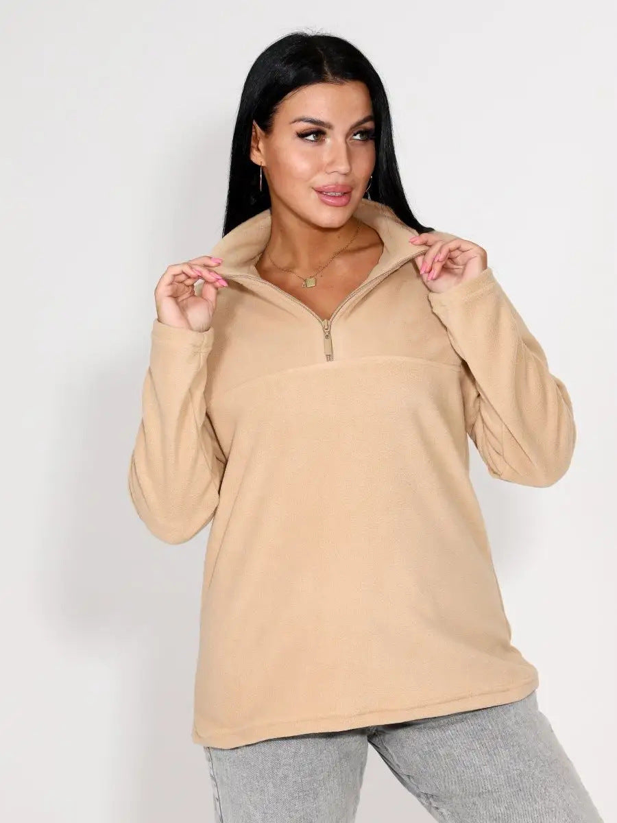 Damen Fleece-Pullover mit steigendem Kragen R&B