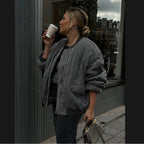 Damen gesteppte Oversized-Bomberjacke mit weichem Futter und luxuriösem Schnitt R&B
