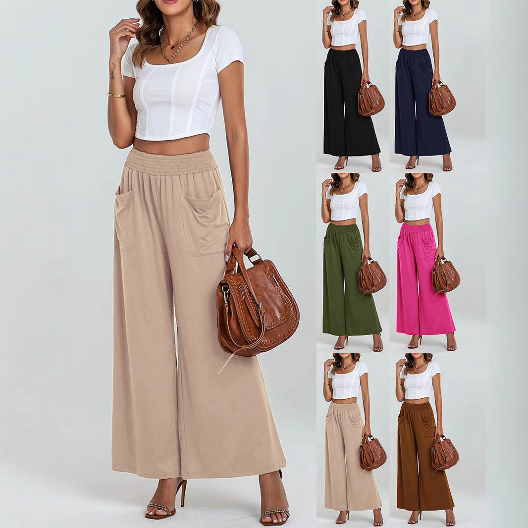 Damen Weit geschnittene Palazzo-Hose mit elastischem Bund und praktischen Taschen R&B