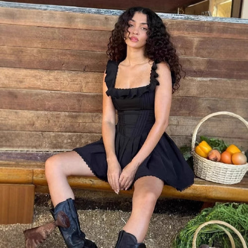 Damen Fließendes Minikleid mit Rüschendetails und figurschmeichelndem Schnitt R&B