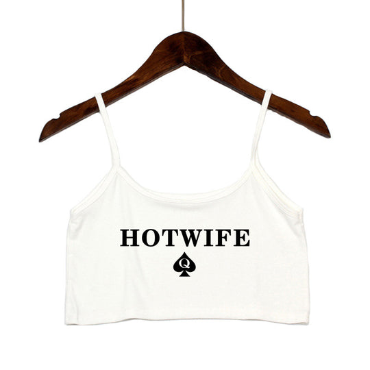 Damen Crop-Top mit modernen Schriftzügen und verstellbaren Trägern R&B