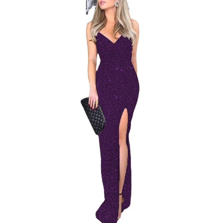 Damen Glamouröses Abendkleid mit seitlichem Schlitz und elegantem Ausschnitt R&B