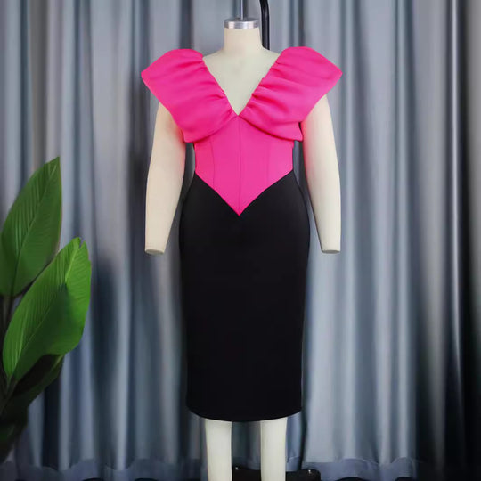 Damen elegantes Abendkleid mit voluminösem Rüschenoberteil R&B