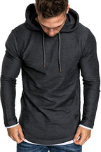 Herren Langarm Kapuzenpullover mit sportlichem Schnitt und feiner Struktur
