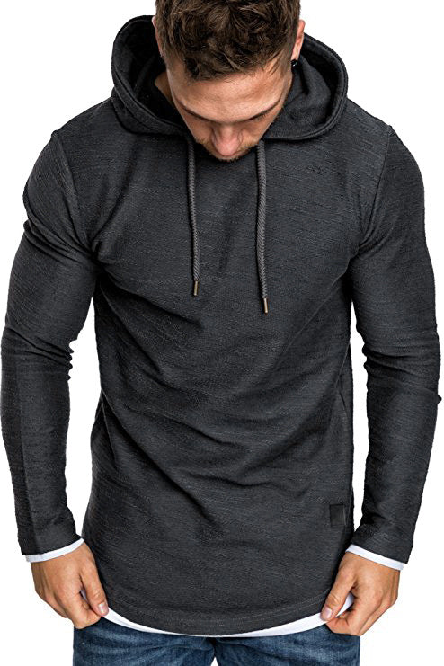 Herren Langarm Kapuzenpullover mit sportlichem Schnitt und feiner Struktur