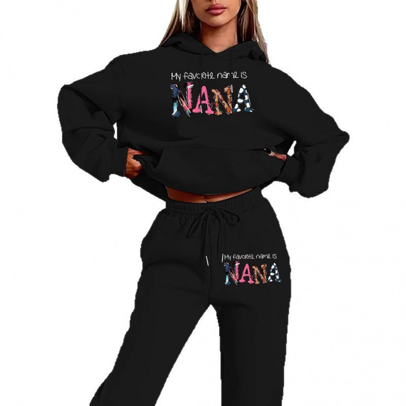 Damen Jogginganzug mit kreativem Schriftzug und bequemer Passform R&B