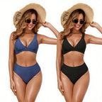 Damen Bikini-Set mit modischem V-Ausschnitt und hochgeschnittenem Höschen R&B