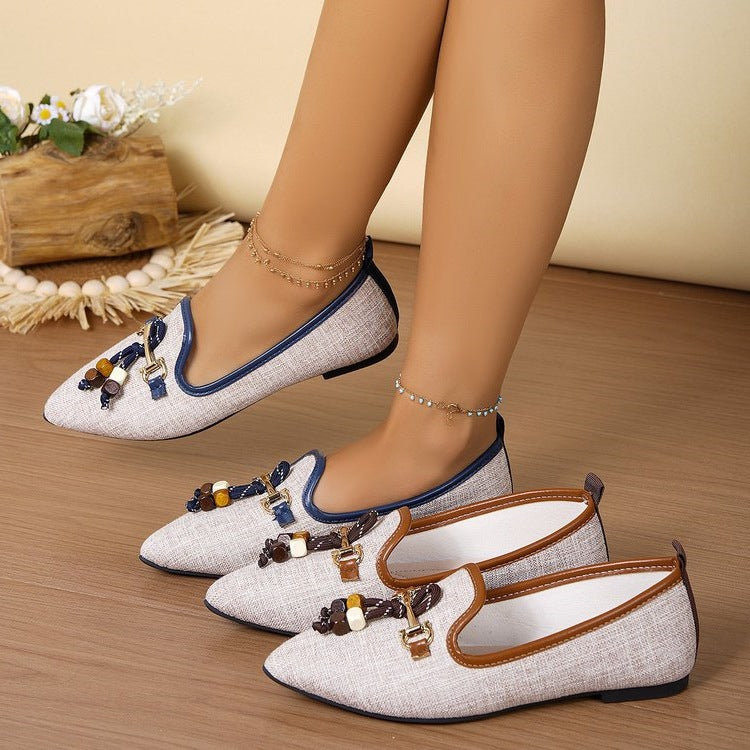 Damen elegante Ballerinas mit modischen Schmuckdetails R&B