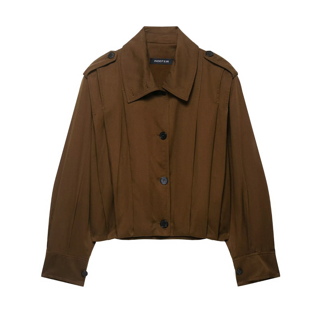 Damen modische cropped Jacke mit dekorativen Knopfdetails R&B