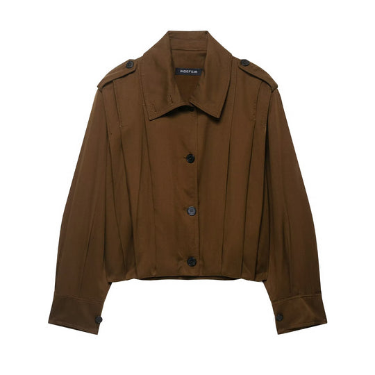 Damen modische cropped Jacke mit dekorativen Knopfdetails R&B