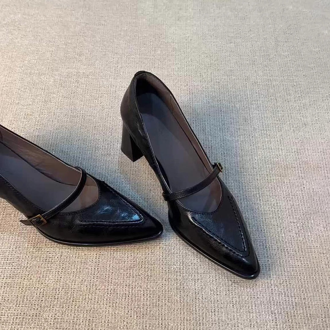 Damen elegante Mary Jane Pumps mit modischem Riemchen und komfortablem Blockabsatz R&B