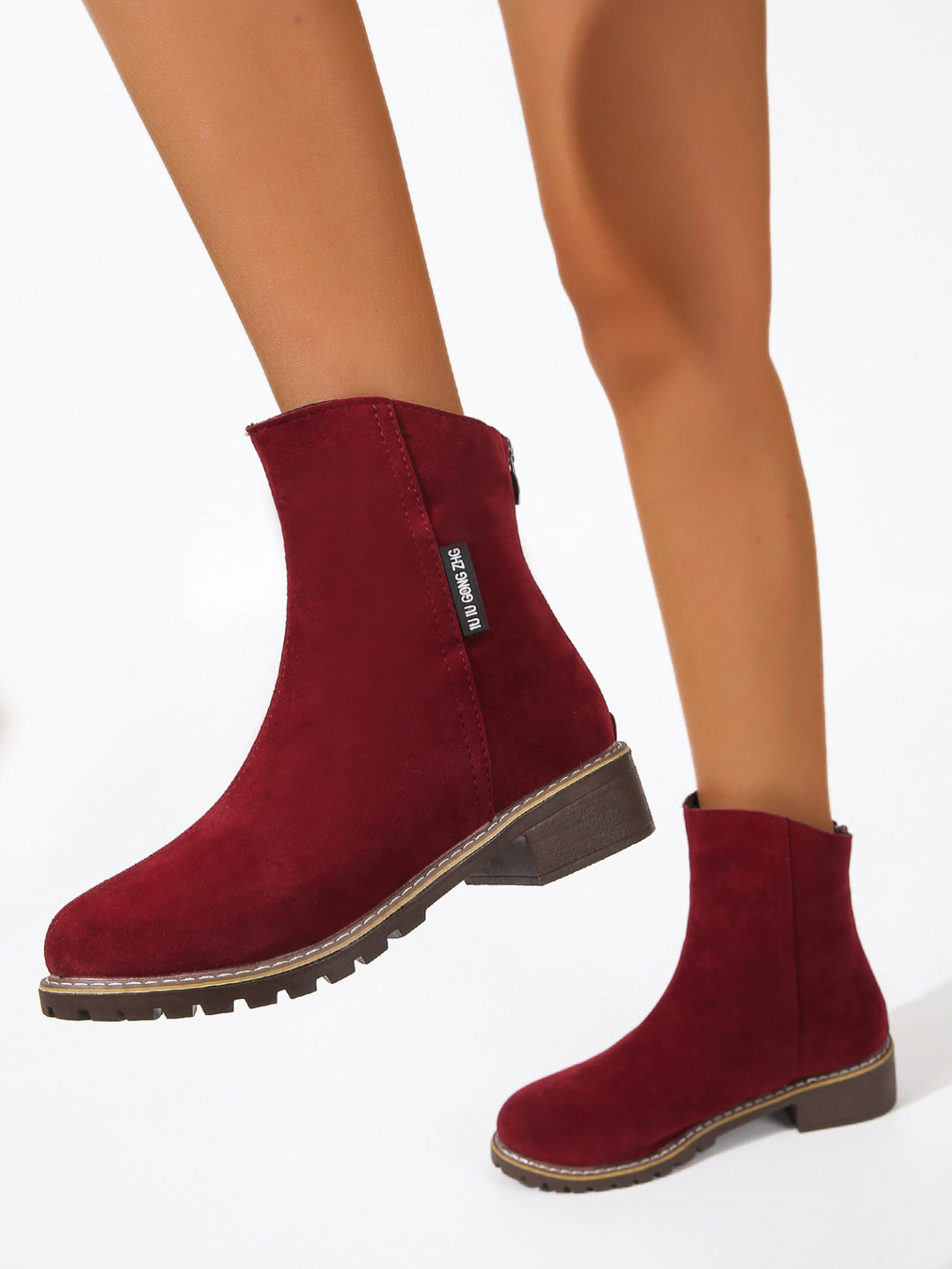 Damen Modische Ankle Boots aus Wildleder mit Reißverschluss R&B