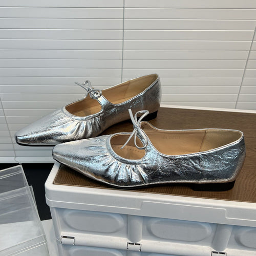 Damen Ballerinas mit Lederoberfläche und Gummizug R&B
